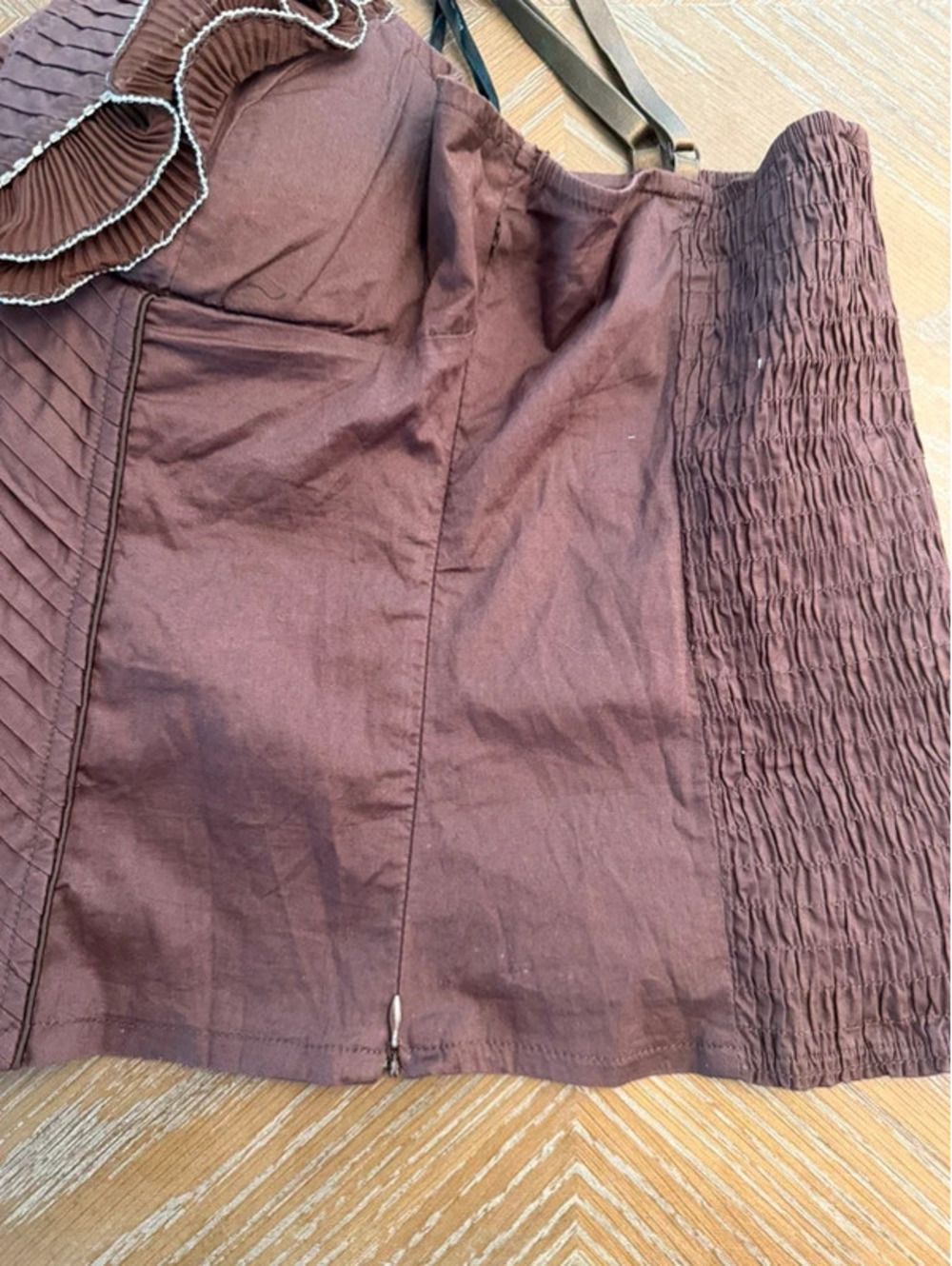 Olevole Brown Ruffled Rhinestone Corset Cami Top - Picture 8 of 8